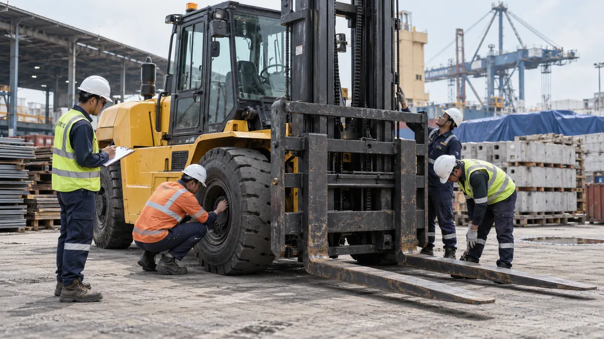Ilustrasi panduan Forklift Heavy Duty 7–10 Ton: Checklist Data Sebelum Meminta Penawaran